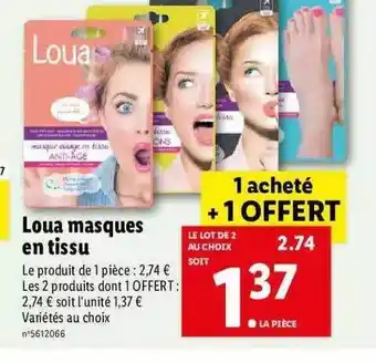 Lidl Loua Masques En Tissu offre