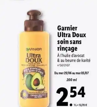 Lidl Garnier Ultra Doux Soin Sans Rinçage offre