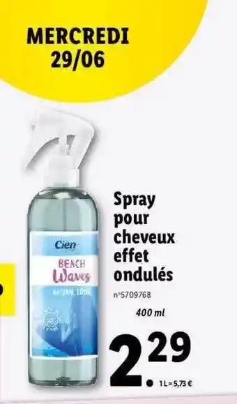 Lidl Spray Pour Cheveux Effet Ondulés offre