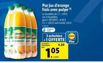 Lidl Pur Jus D'orange Frais Avec Pulpe offre