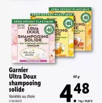 Lidl Garnier Ultra Doux Shampooing Solide offre
