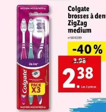 Lidl Colgate Brosses à Dents Zigzag Medium offre
