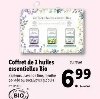 Lidl Coffret De 3 Huiles Essentielles Bio offre