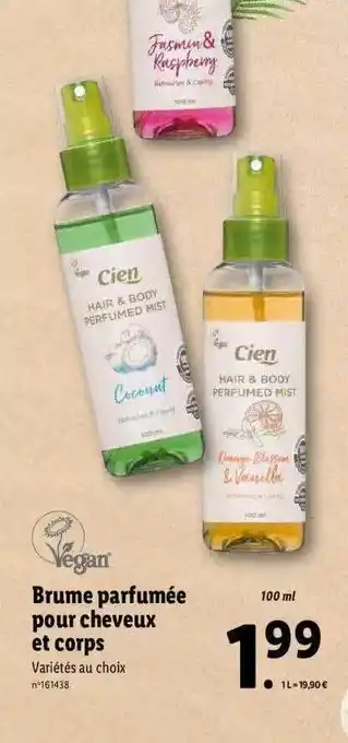 Lidl Brume Parfumée Pour Cheveux Et Corps offre