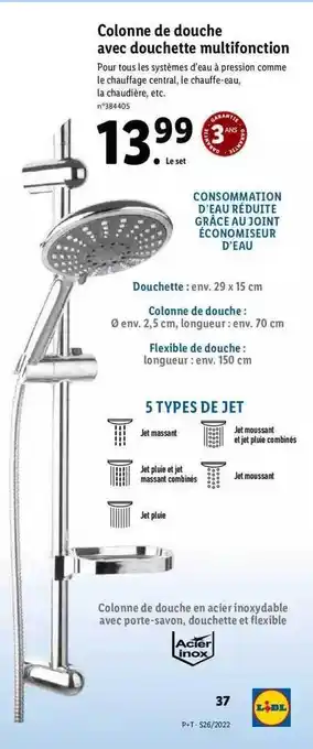 Lidl Colonne De Douche Avec Douchette Multifonction offre