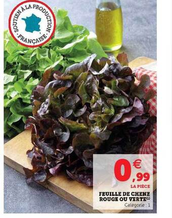 Super U Feuille De Chêne Rouge Ou Verte offre