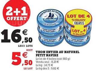 U Express Thon Entier Au Naturel Petit Navire offre
