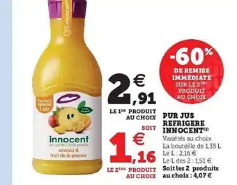 U Express Pur Jus Réfrigéré Innocent offre