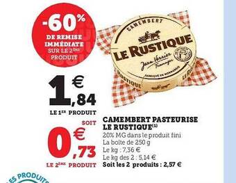 U Express Camembert Pasteurisé Le Rustique offre