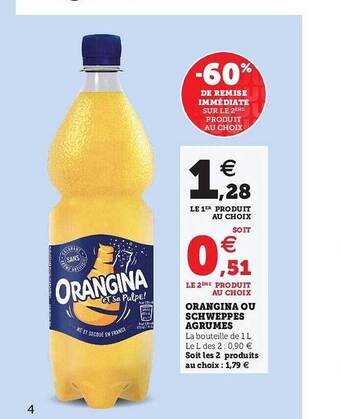 U Express Orangina Ou Schweppes Agrumes offre
