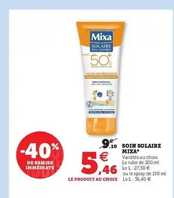 U Express Soin Solaire Mixa* offre
