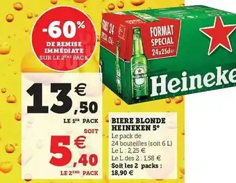U Express Bière Blonde Heineken 5° offre
