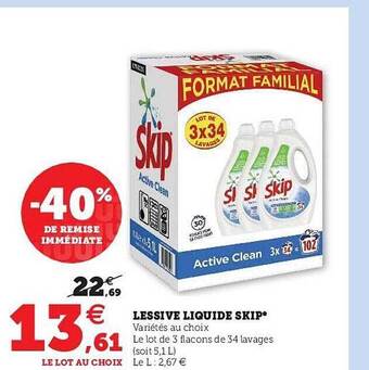 U Express Lessive Liquide Skip* offre