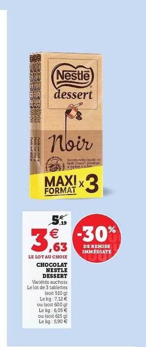 U Express Chocolat Nestlé Dessert offre