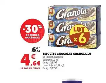 U Express Biscuits Chocolat Granola Lu offre