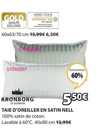 JYSK KRONBORG taie d'oreiller en satin nell offre