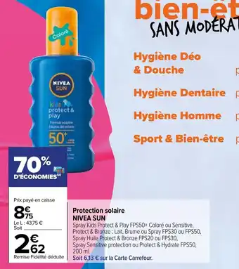Carrefour NIVEA SUN protection solaire offre