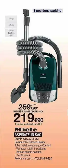 Proxi Confort Miele Aspirateur Sac offre