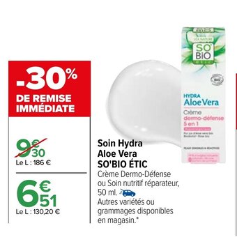 Carrefour SO'BIO ÉTIC soin hydra aloe vera offre