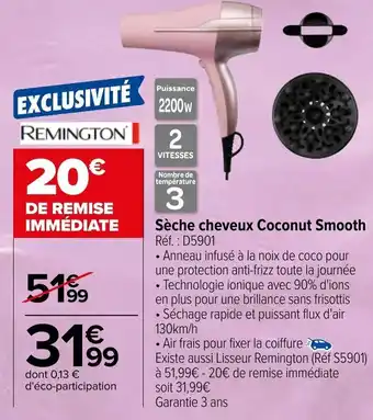 Carrefour Sèche cheveux coconut smooth offre