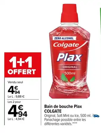 Carrefour COLGATE bain de bouche plax offre