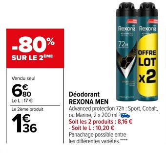 Carrefour REXONA MEN déodorant offre