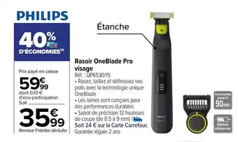 Carrefour PHILIPS rasoir oneblade pro visage offre