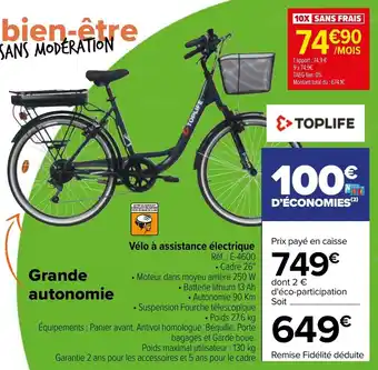 Carrefour Vélo à assistance électrique offre