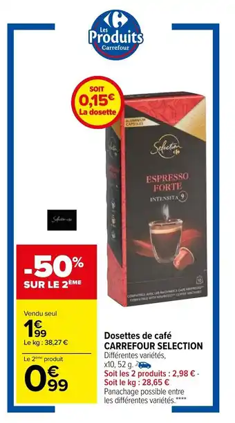 Carrefour CARREFOUR SELECTION dosettes de café offre
