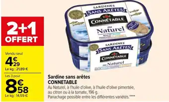 Carrefour CONNETABLE sardine sans arêtes offre