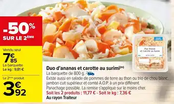 Carrefour Duo d'ananas et carotte au surimi offre