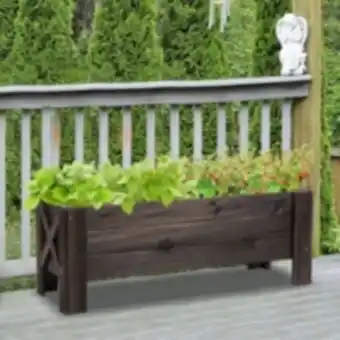 E.Leclerc Brico Jardinière sur pieds bac à fleurs dim. 100l x 36l x 36h cm inserts d'irrigation inclus bois massif sapin traité offre