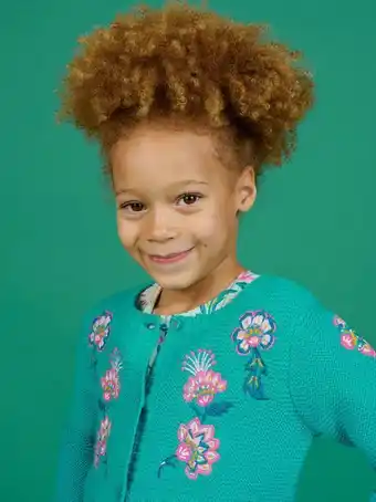 Cardigan bleu turquoise enfant fille