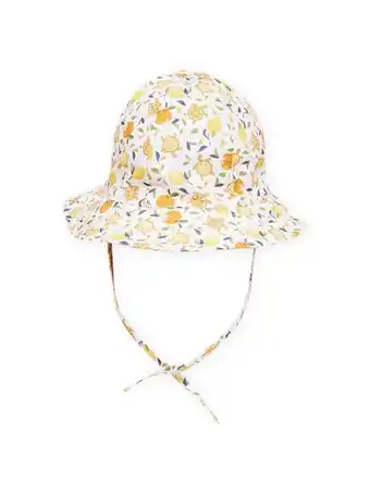 Chapeau blanc et jaune bébé fille