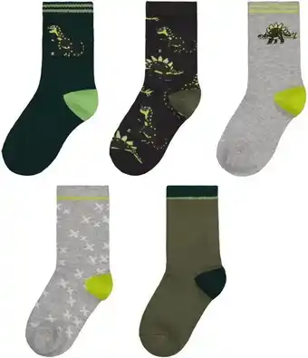 5 paires de chaussettes enfant dino vert