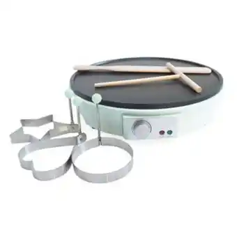 Crêpes factory : crêpière, 3 moules en inox (rond, coeur et étoile) et 2 ustensiles en bois - scrapcooking