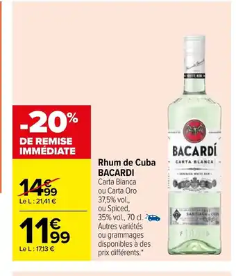 Carrefour Bacardi Rhum de Cuba offre