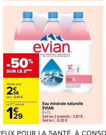Carrefour Evian Eau Minéle Naturelle offre
