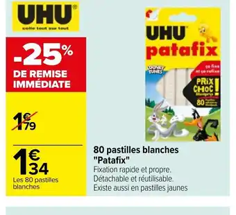 Carrefour Uhu 80 Pastilles Blanches Patafix offre