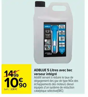 Carrefour Adblue 5 Litres Avec Bec Verseur Intégré offre