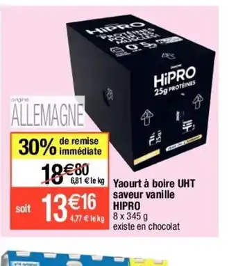 Migros Hipro Yaourt a Boire UHT Saveur Vanille offre