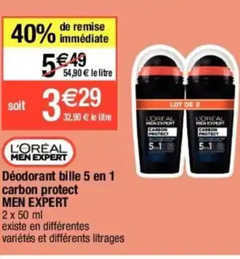 Migros Men Expert Déodorant Bille 5 En 1 Carbon Protect offre