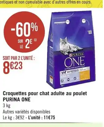 Purina One Croquettes Pour Chat Adulte Au Poulet