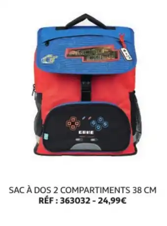 Auchan Sac à Dos 2 Compartiments 38cm offre