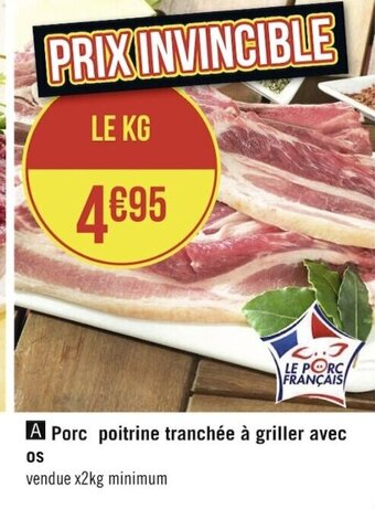 Géant Casino Porc Poitrine Tranchée à Griller Avec Os offre