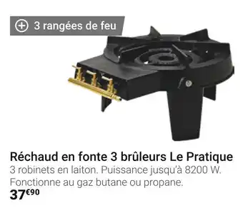 Gamm vert Le pratique réchaud en fonte 3 brûleurs offre