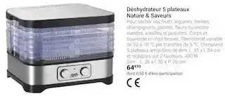 Gamm vert Nature & saveurs déshydrateur 5 plateaux offre