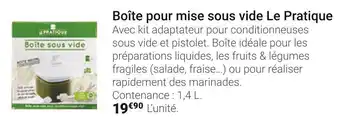 Gamm vert Le pratique boîte pour mise sous vide offre
