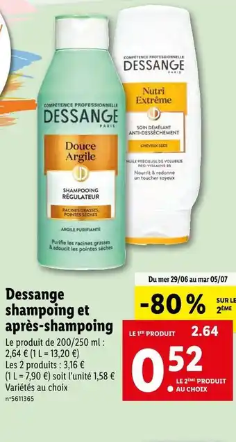 Lidl Jacques dessange shampoing et après-shampoing offre