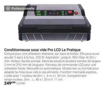 Gamm vert Le pratique conditionneuse sous vide pro lcd offre
